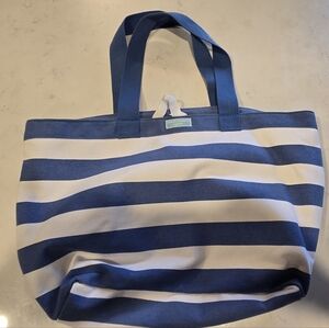 Dolce & Gabbana Light Blue Canvas Tote Bag Blue & White Striped